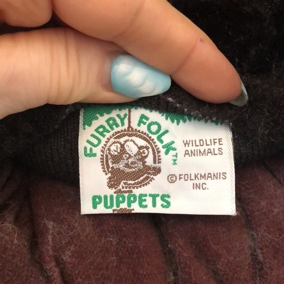 Folkmanis Brown Black Bear Puppet Furry Folk Vintage Imaginative Play - Picture 6 of 8